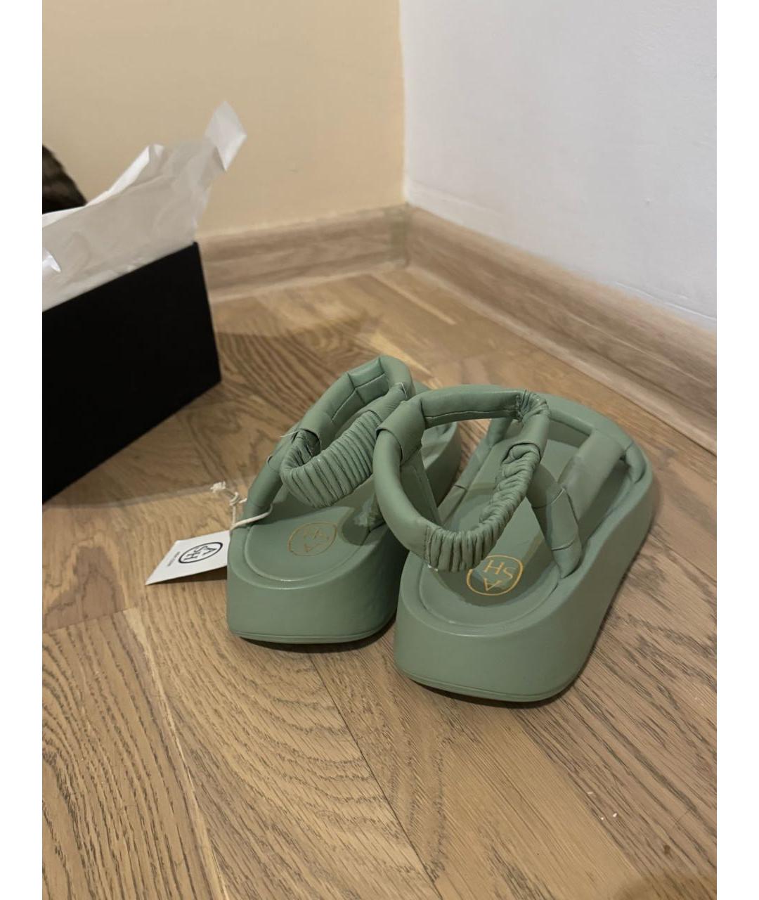 ASH Зеленые кожаные сандалии, фото 3