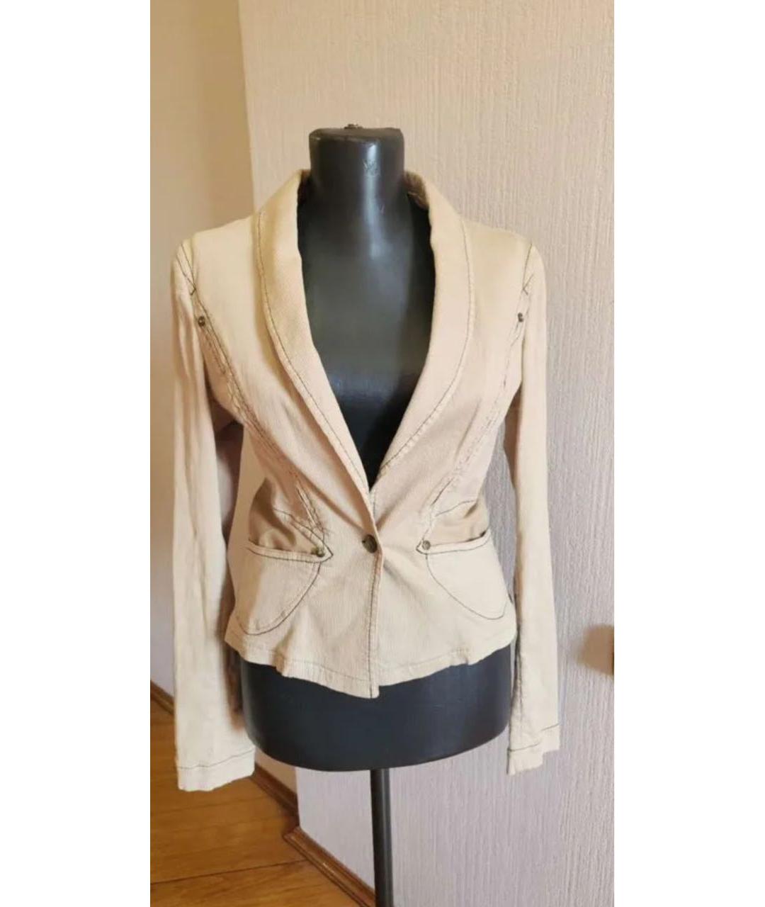 ROBERTO CAVALLI Бежевый хлопковый жакет/пиджак, фото 2