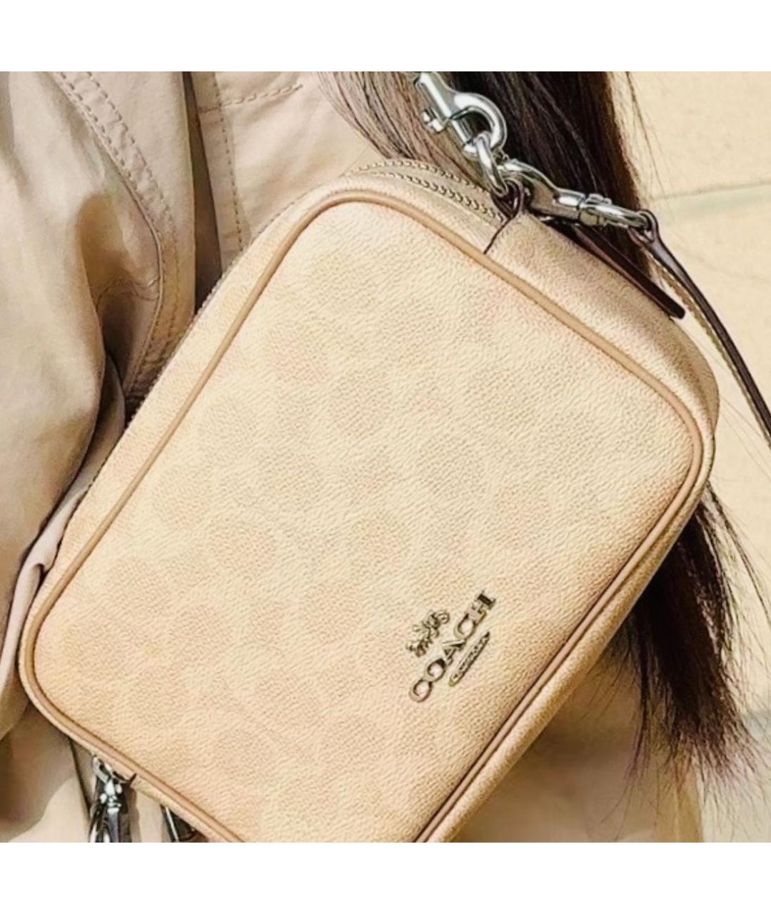 COACH Бежевая сумка через плечо из искусственной кожи, фото 7