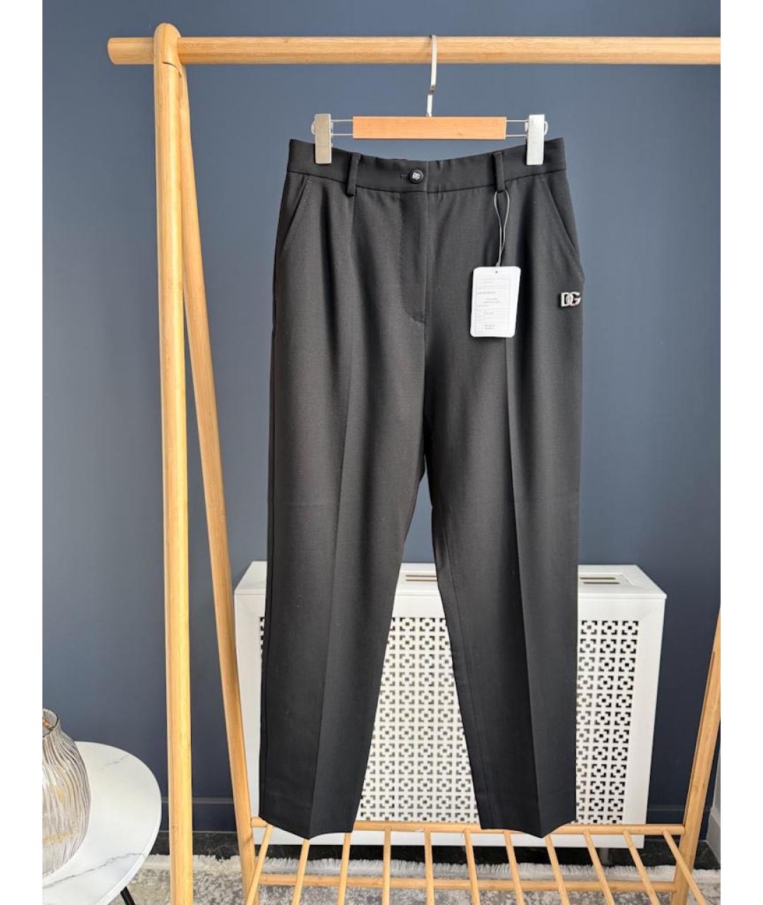 DOLCE&GABBANA Черные шерстяные прямые брюки, фото 6