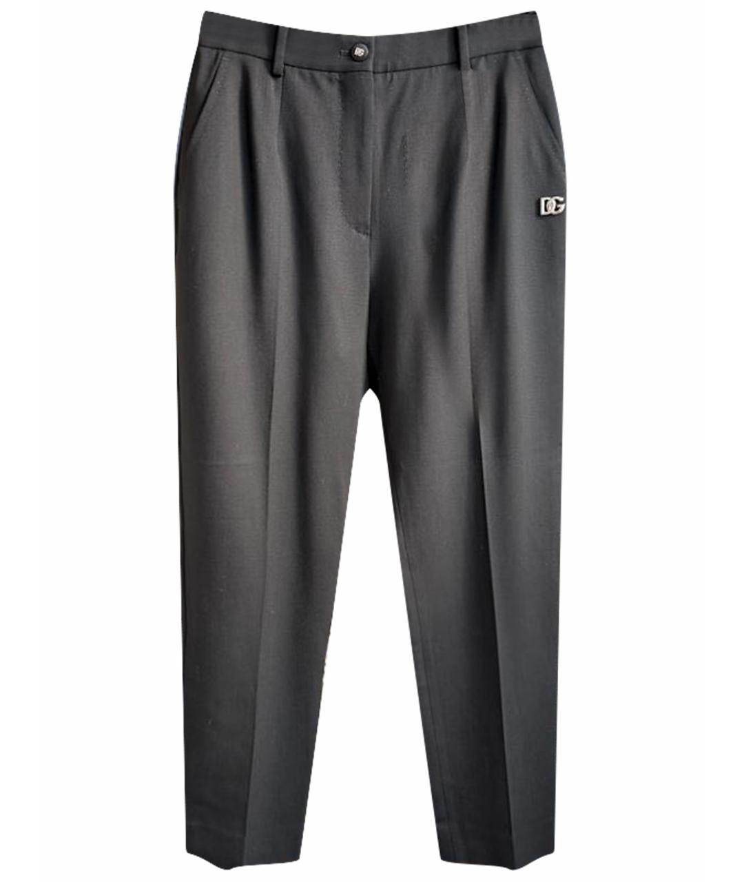 DOLCE&GABBANA Черные шерстяные прямые брюки, фото 1