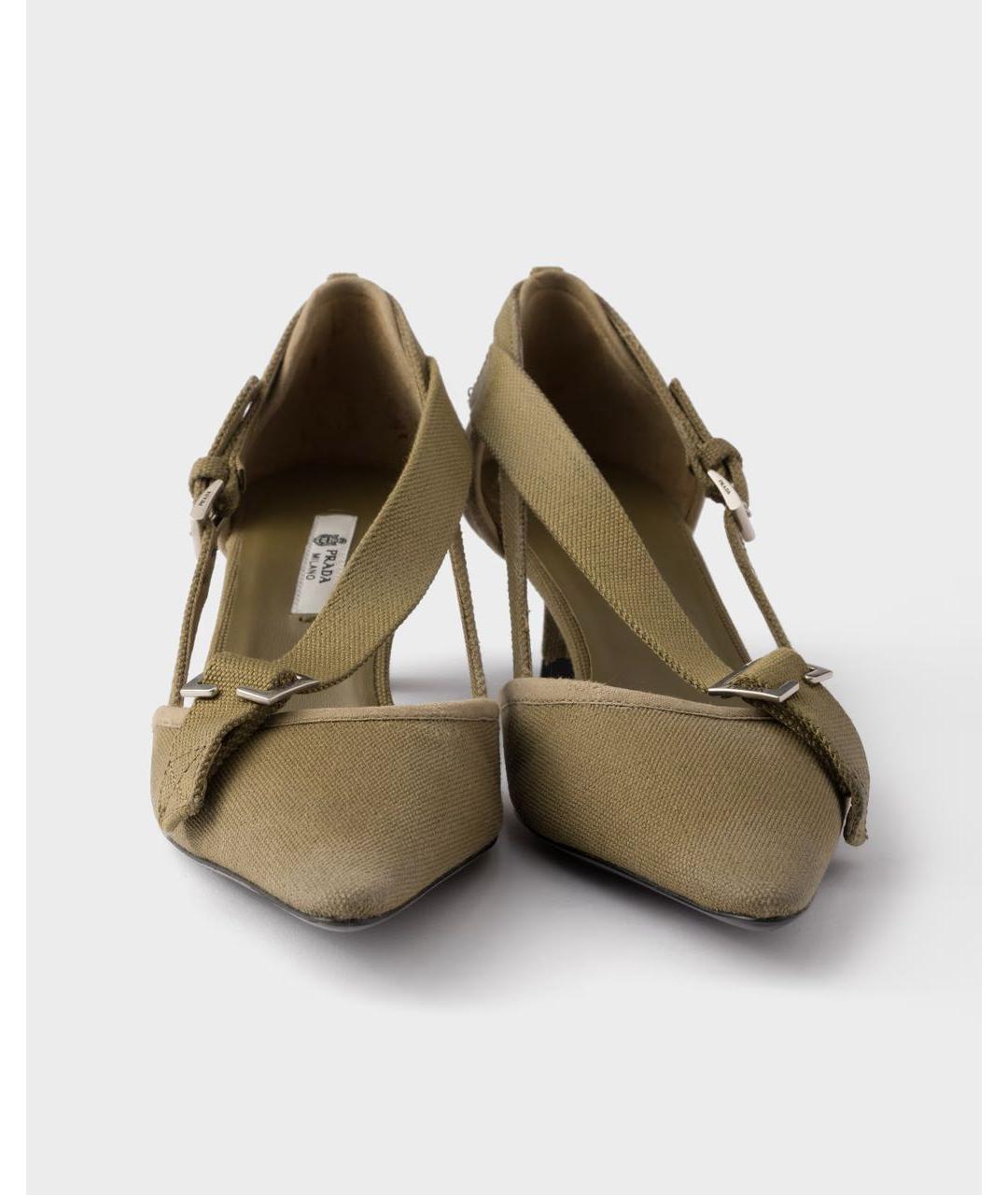 PRADA Хаки текстильные туфли, фото 5