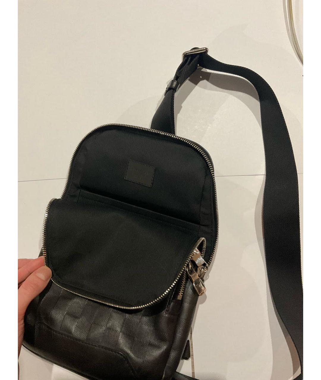 LOUIS VUITTON Черная кожаная сумка на плечо, фото 4