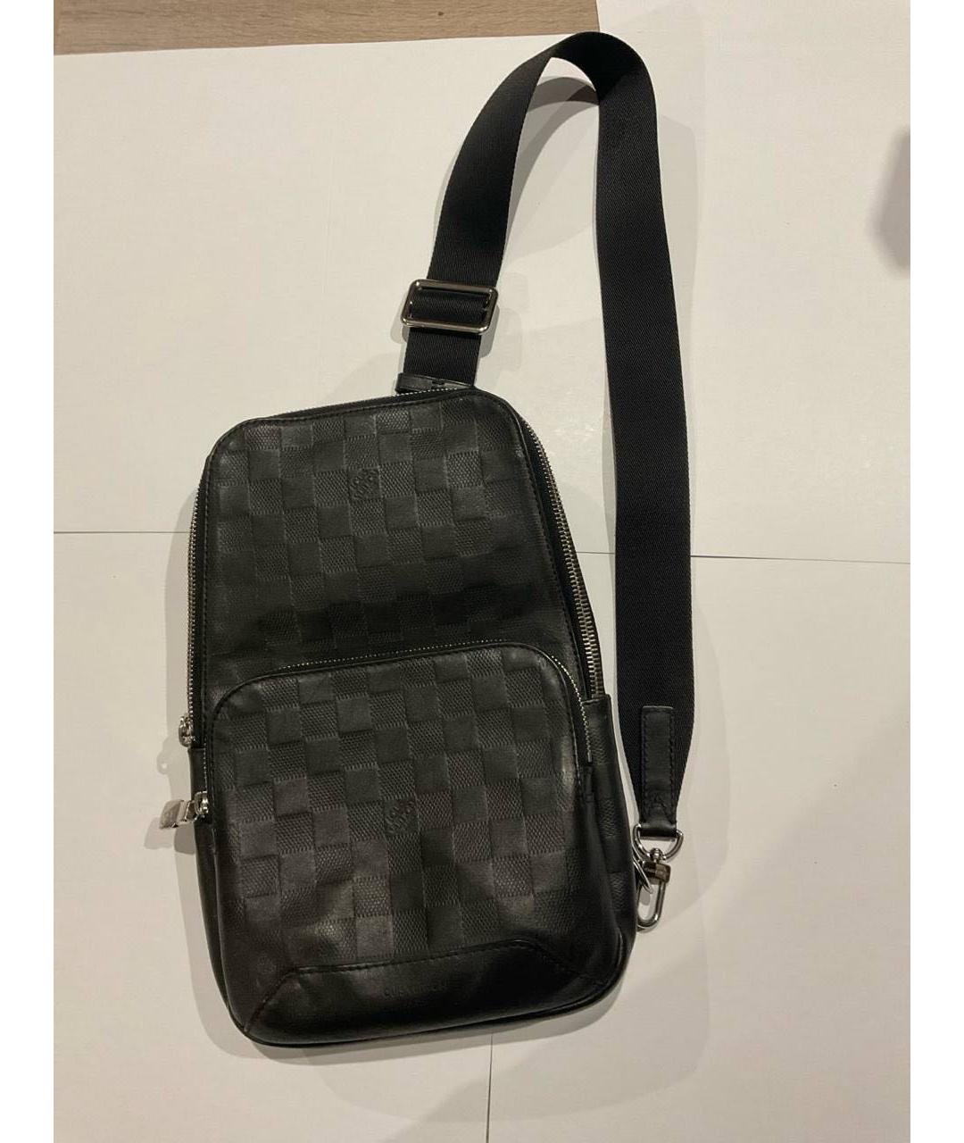 LOUIS VUITTON Черная кожаная сумка на плечо, фото 3