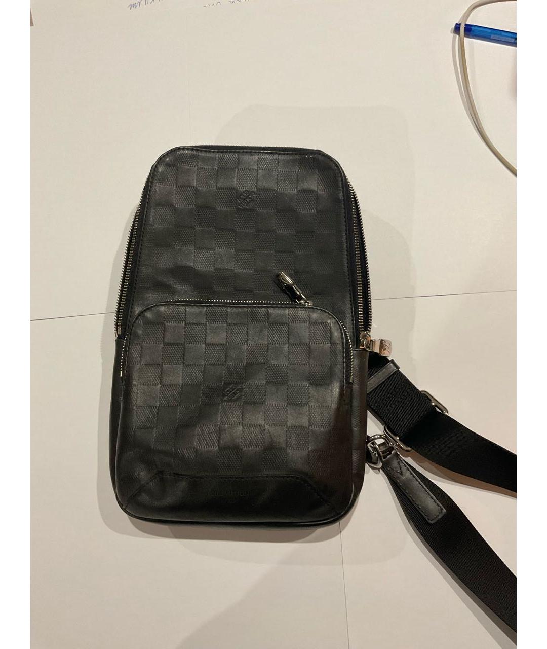 LOUIS VUITTON Черная кожаная сумка на плечо, фото 5