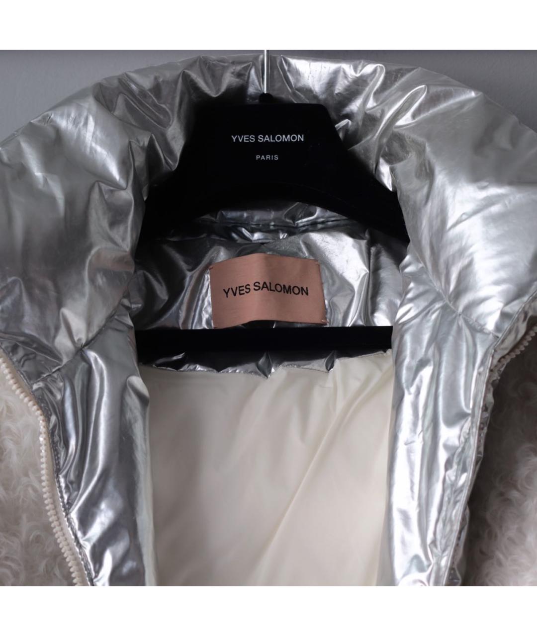 YVES SALOMON Серебрянный полиэстеровый пуховик, фото 4