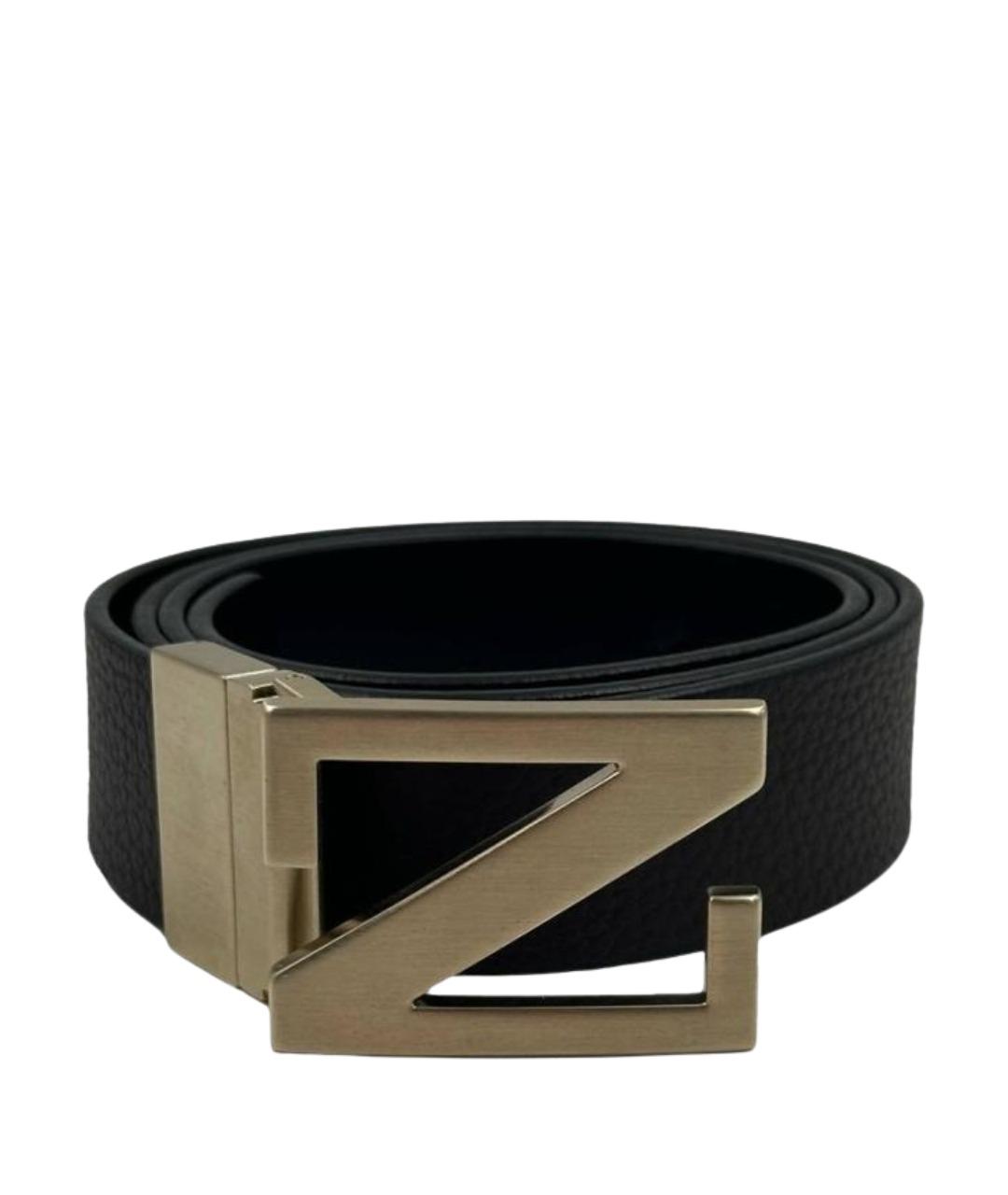 ZEGNA Черный кожаный ремень, фото 1