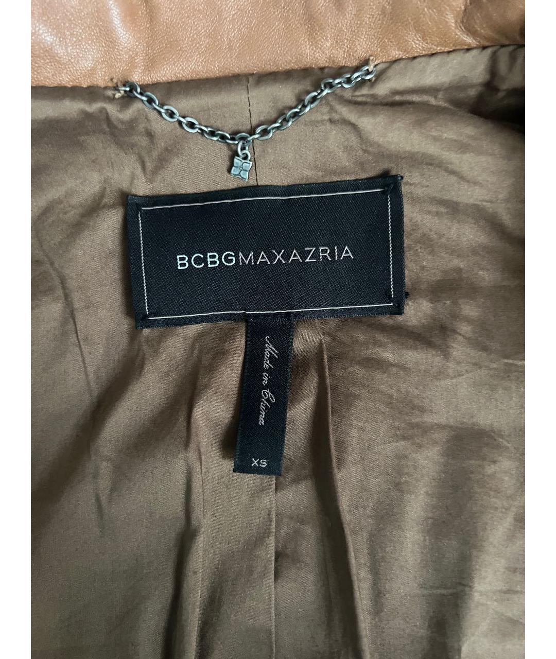 BCBG MAXAZRIA Коричневая кожаная куртка, фото 6