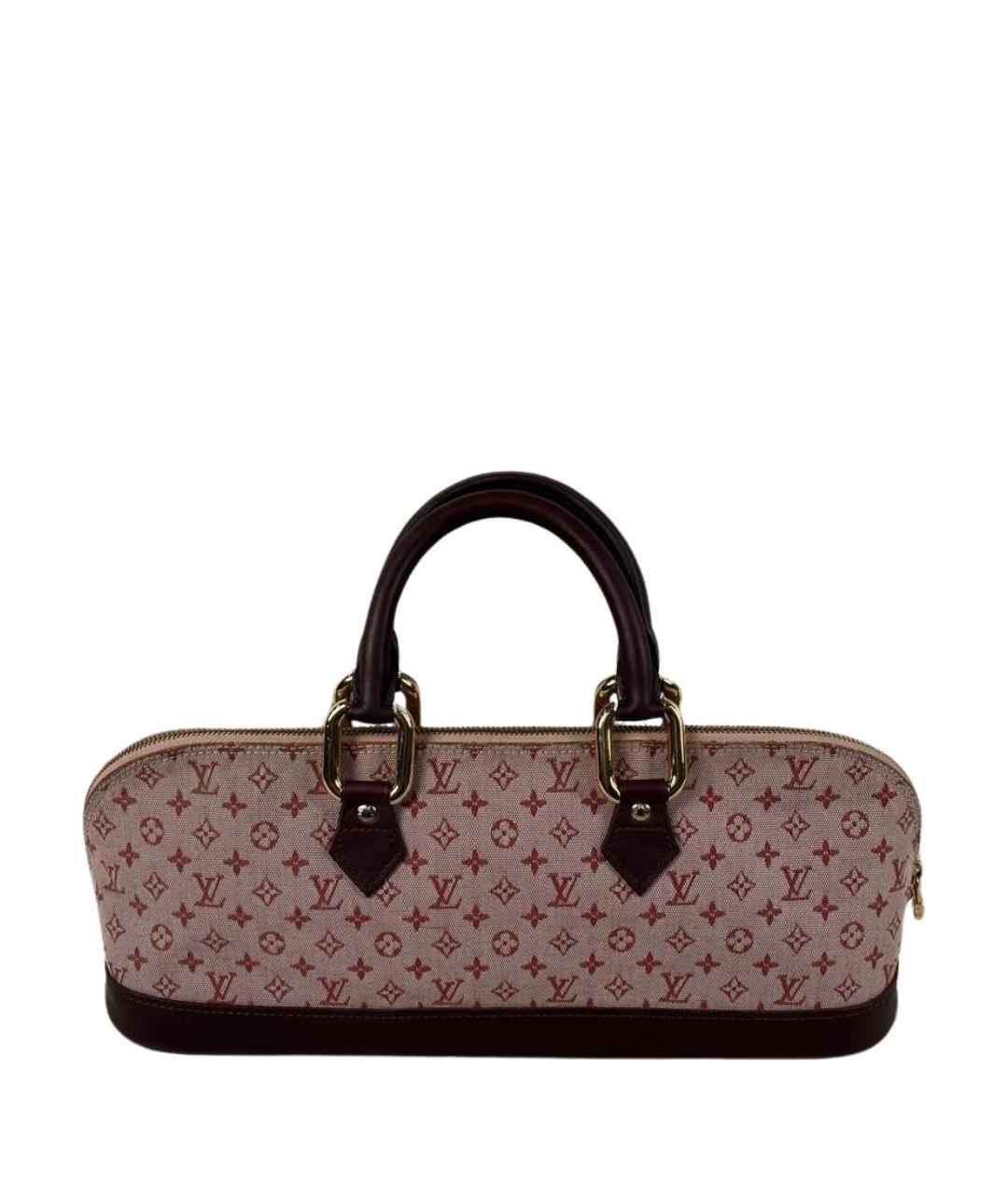 LOUIS VUITTON Бордовая тканевая сумка с короткими ручками, фото 1