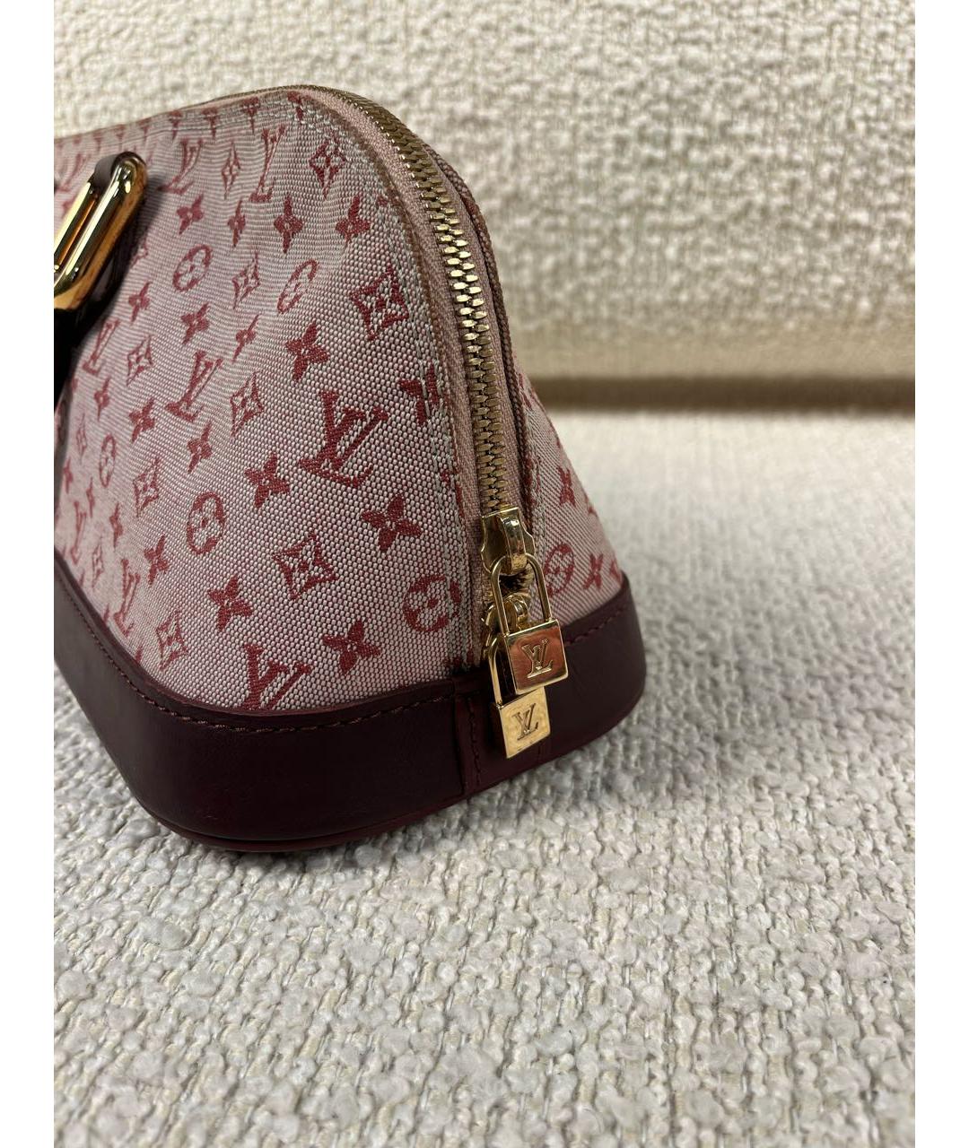 LOUIS VUITTON Бордовая тканевая сумка с короткими ручками, фото 7