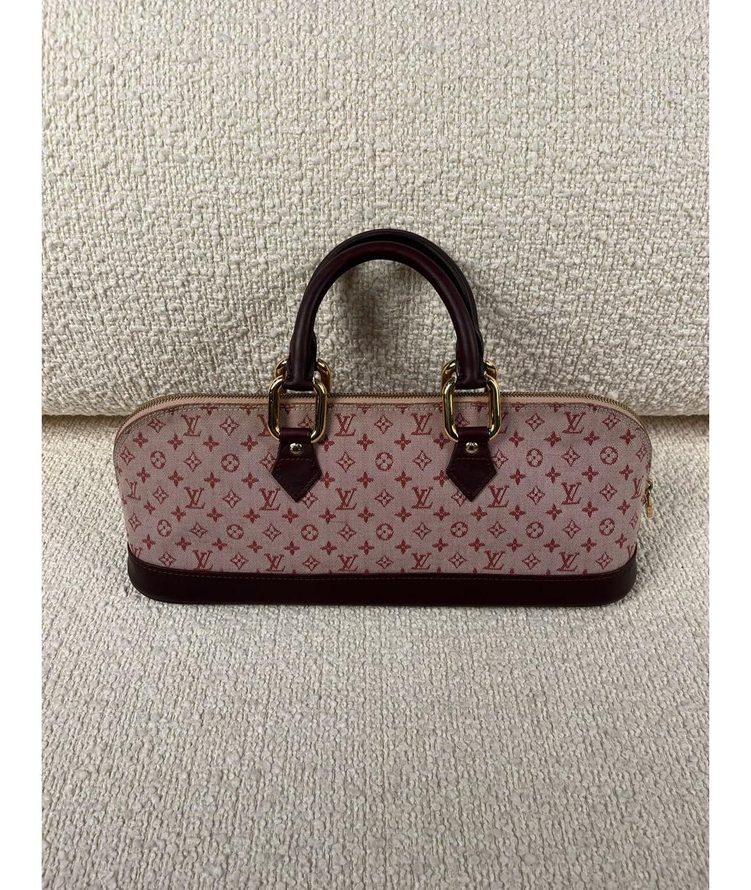 LOUIS VUITTON Бордовая тканевая сумка с короткими ручками, фото 9