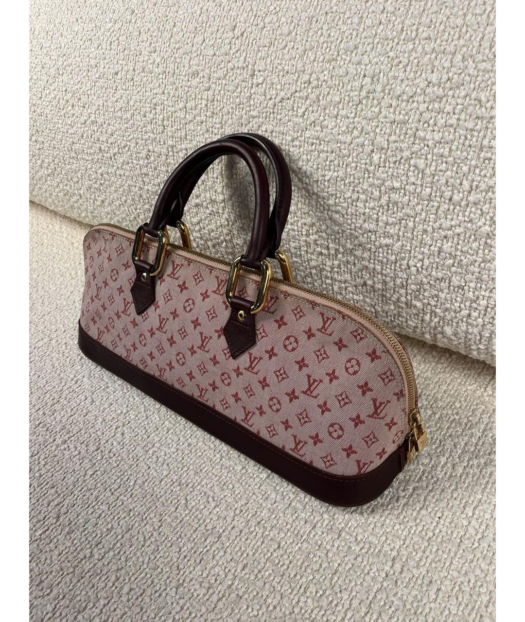 LOUIS VUITTON Бордовая тканевая сумка с короткими ручками, фото 5