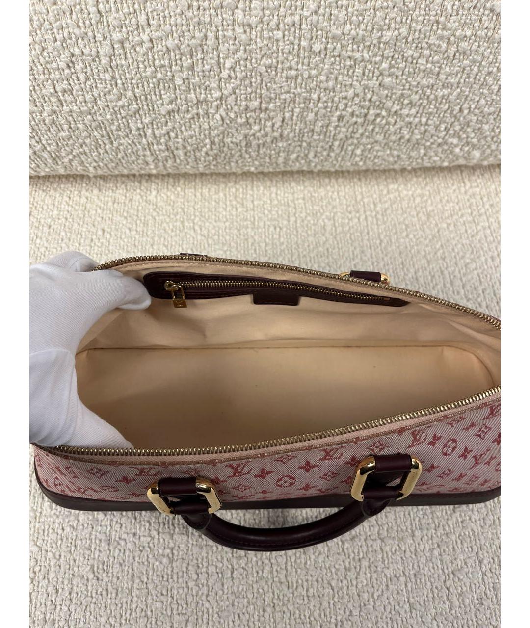 LOUIS VUITTON Бордовая тканевая сумка с короткими ручками, фото 4