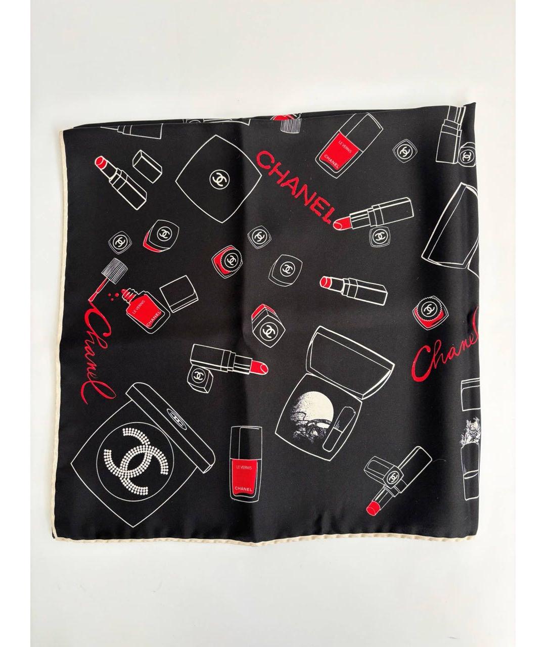 CHANEL Черный шелковый платок, фото 9