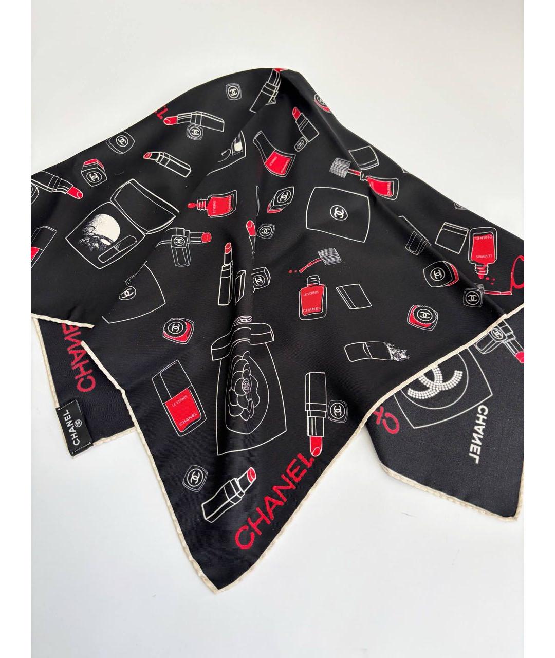CHANEL Черный шелковый платок, фото 6