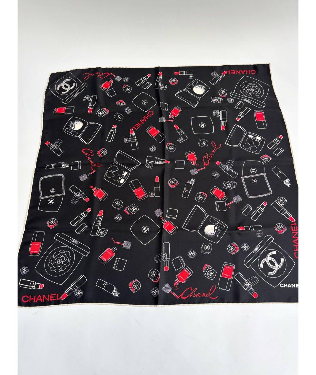 CHANEL Черный шелковый платок, фото 8