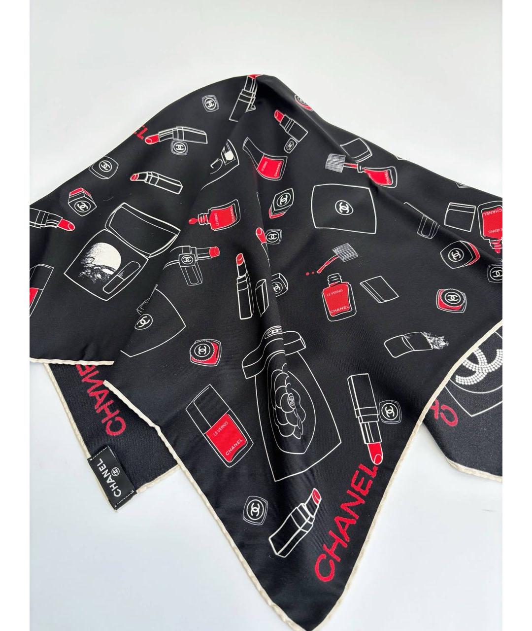 CHANEL Черный шелковый платок, фото 2