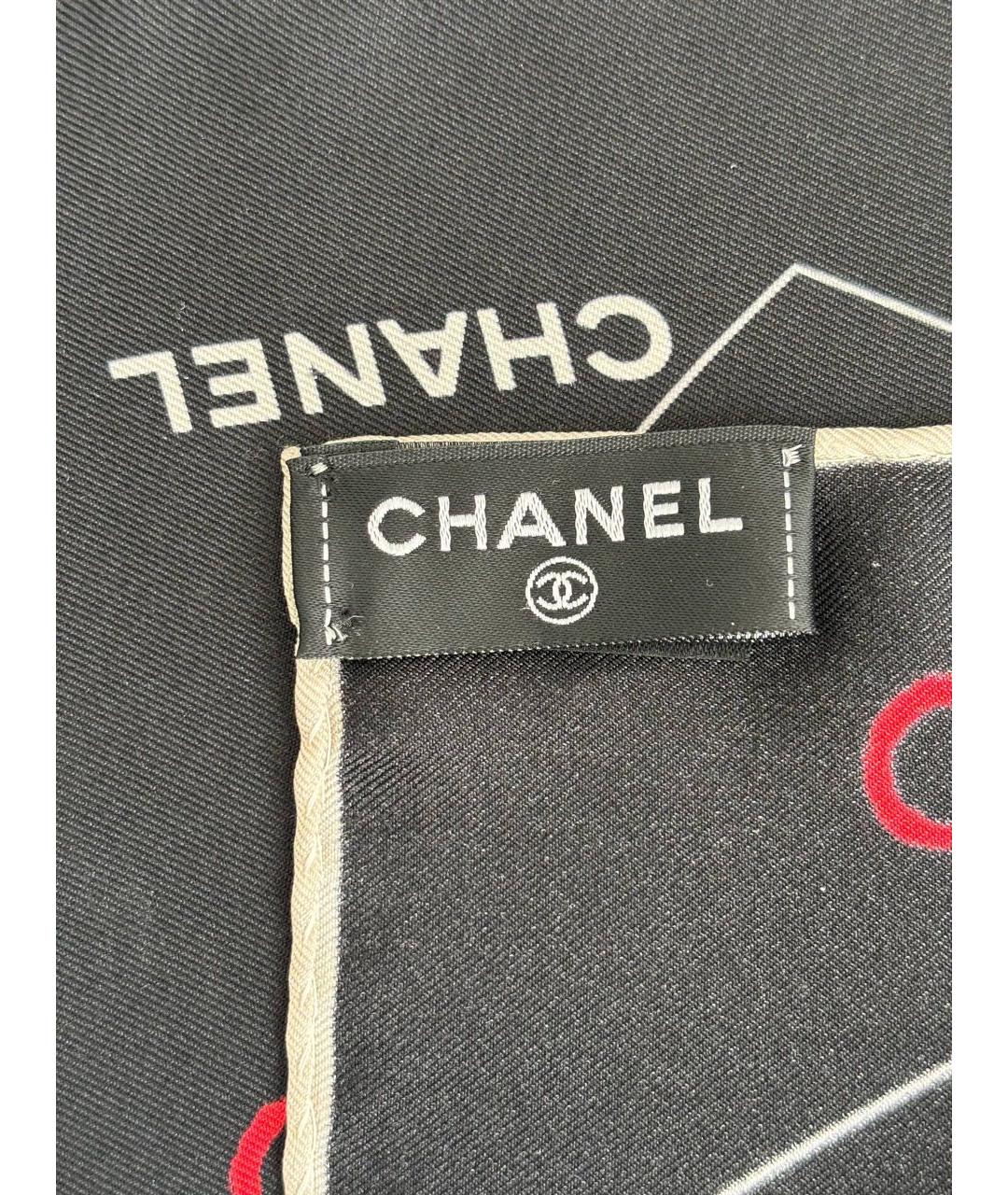 CHANEL Черный шелковый платок, фото 3