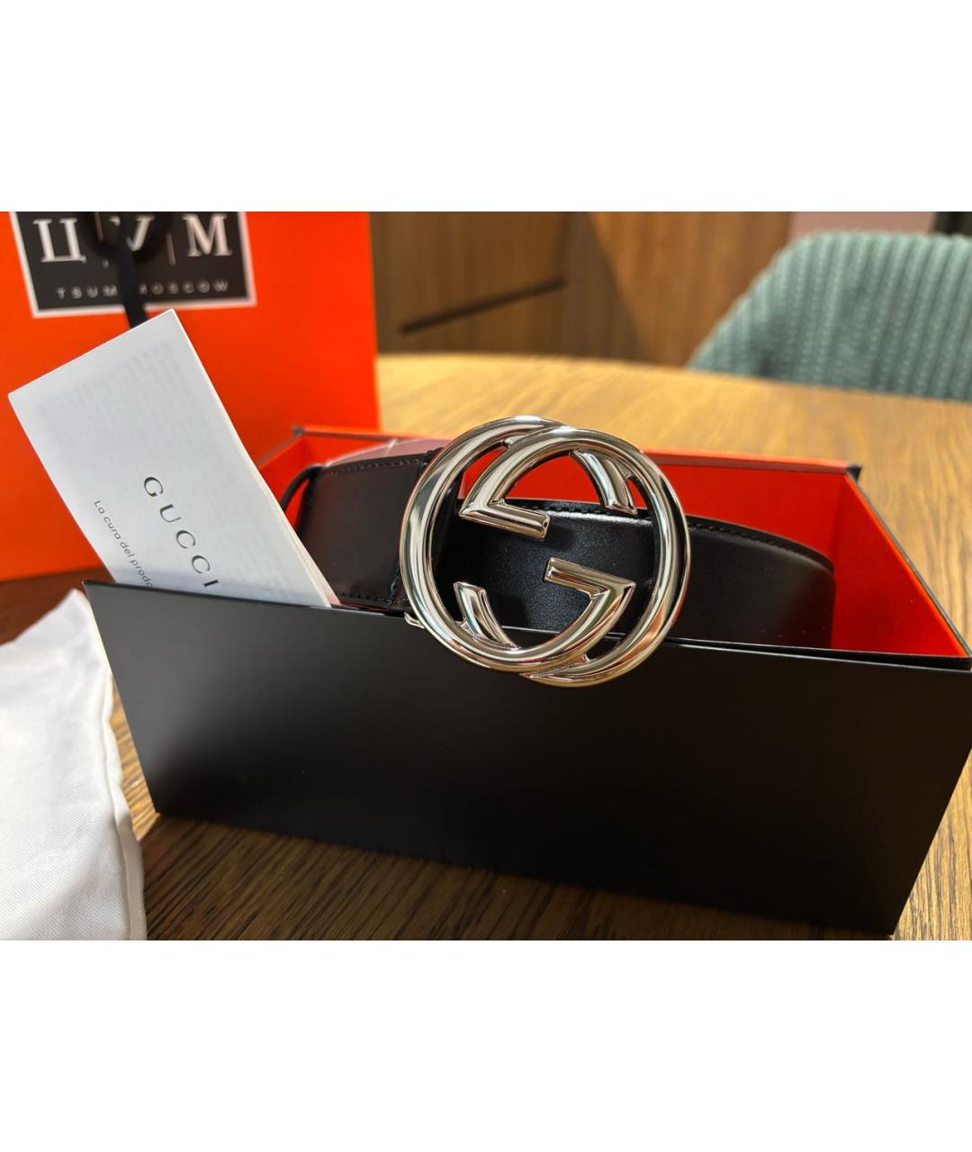 GUCCI Черный кожаный ремень, фото 4