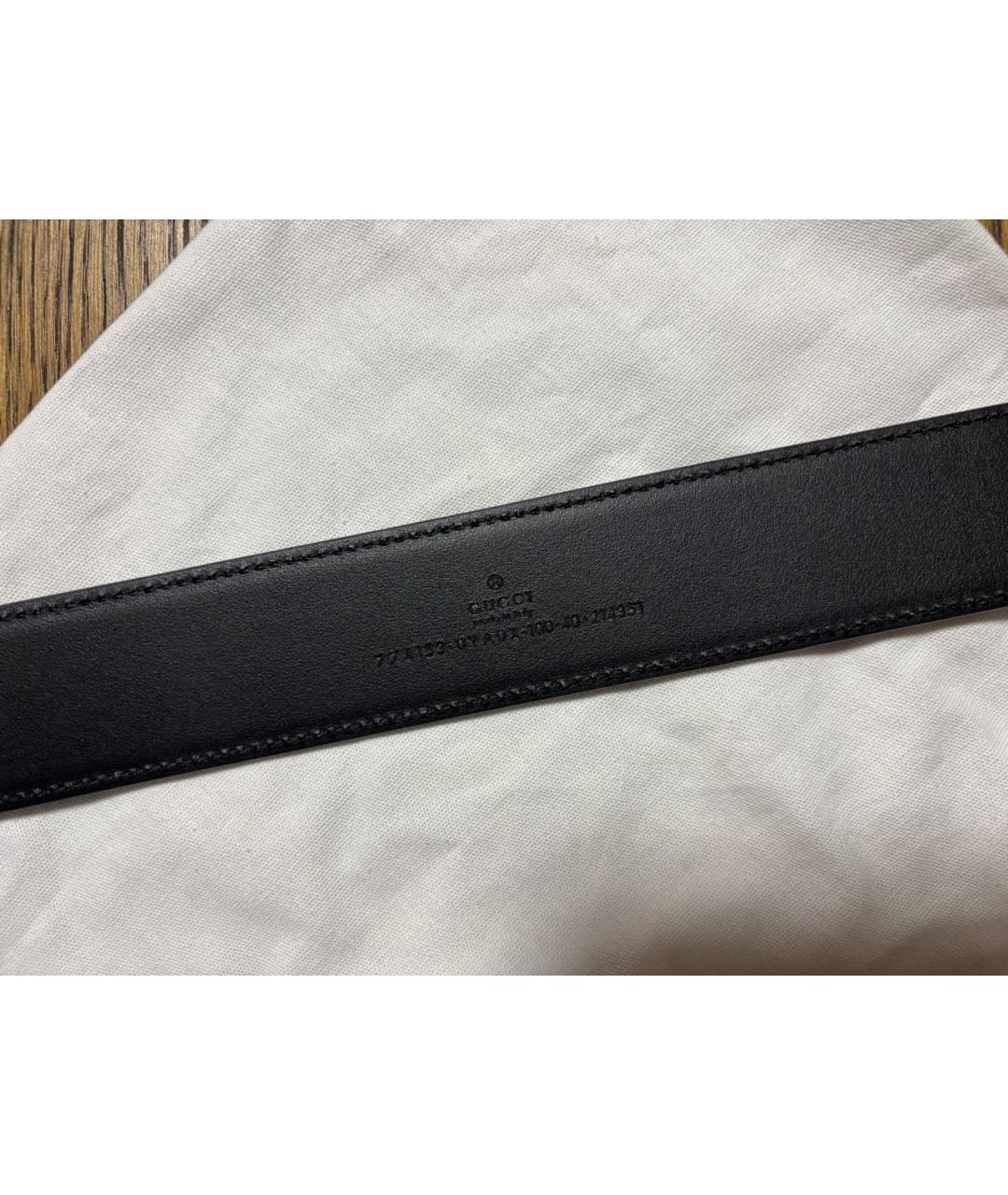 GUCCI Черный кожаный ремень, фото 3