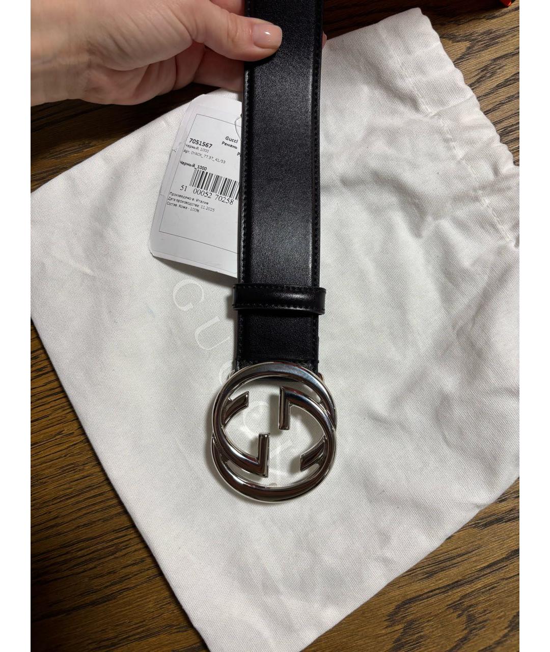 GUCCI Черный кожаный ремень, фото 8