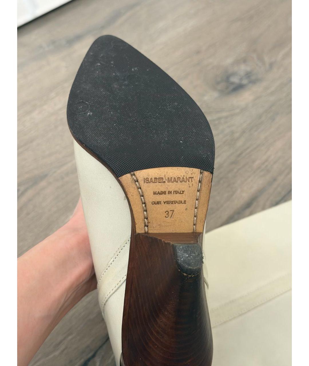 ISABEL MARANT Бежевые кожаные сапоги, фото 5