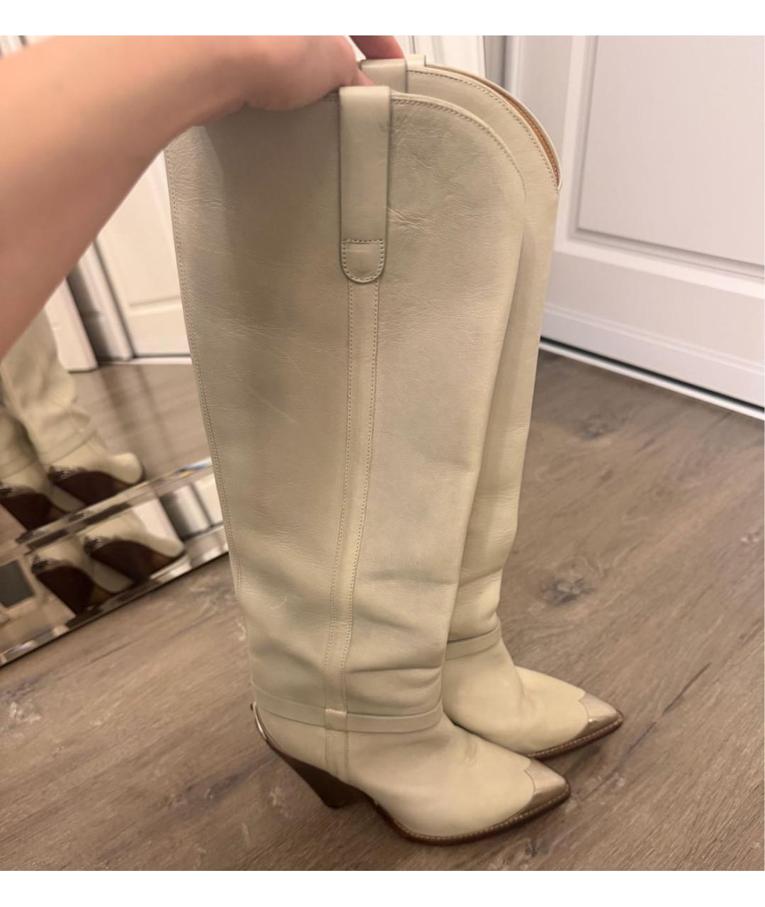 ISABEL MARANT Бежевые кожаные сапоги, фото 6
