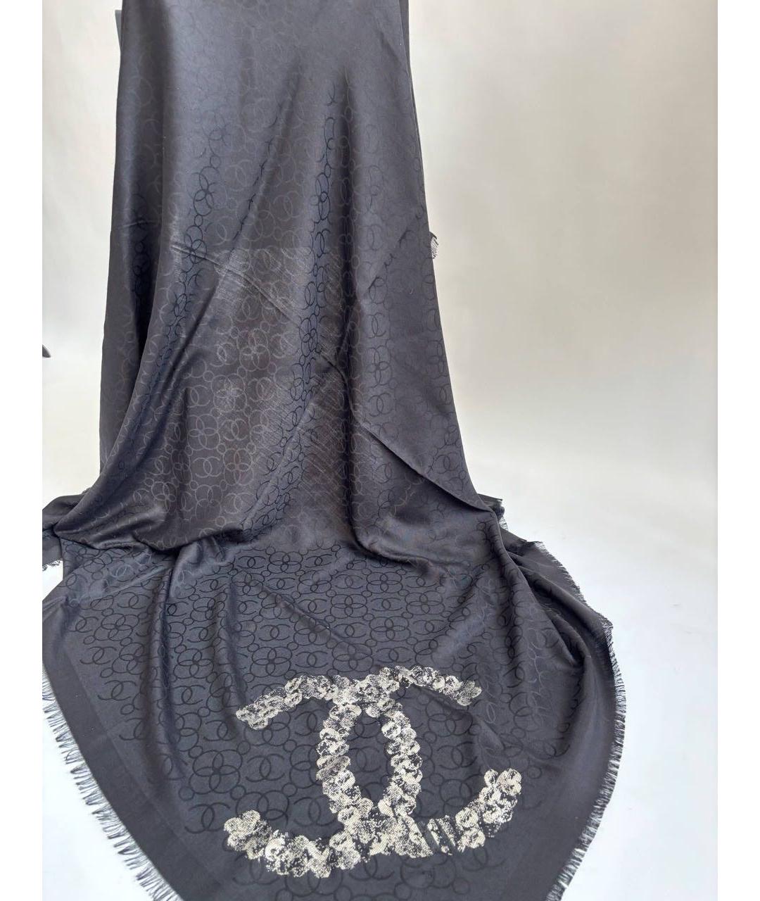 CHANEL Черный кашемировый платок, фото 2