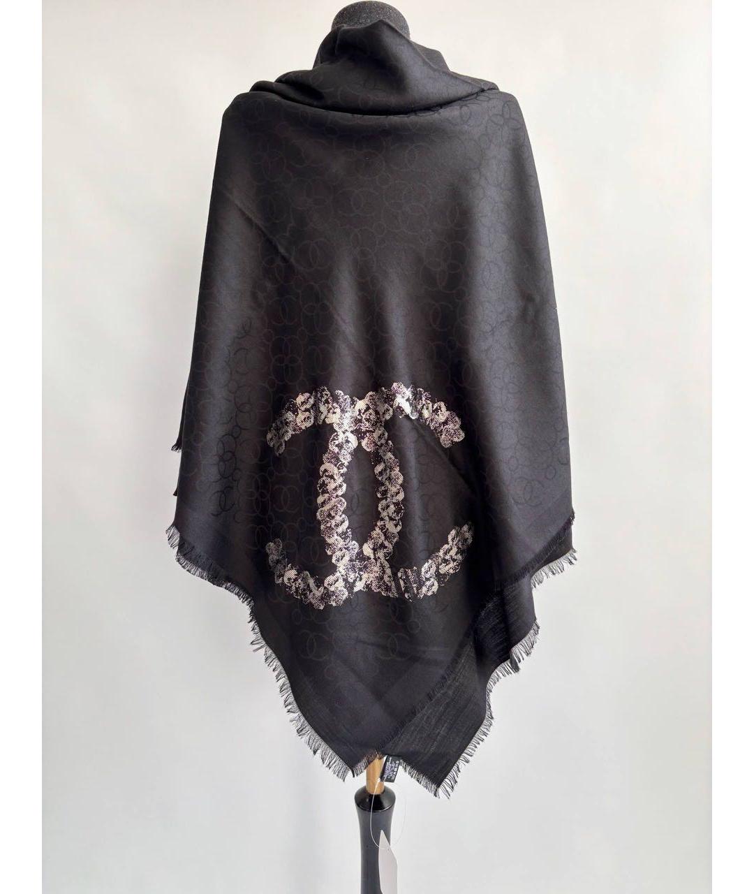 CHANEL Черный кашемировый платок, фото 6