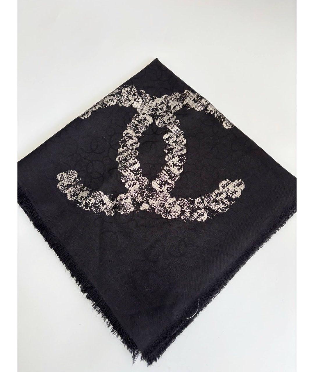 CHANEL Черный кашемировый платок, фото 8