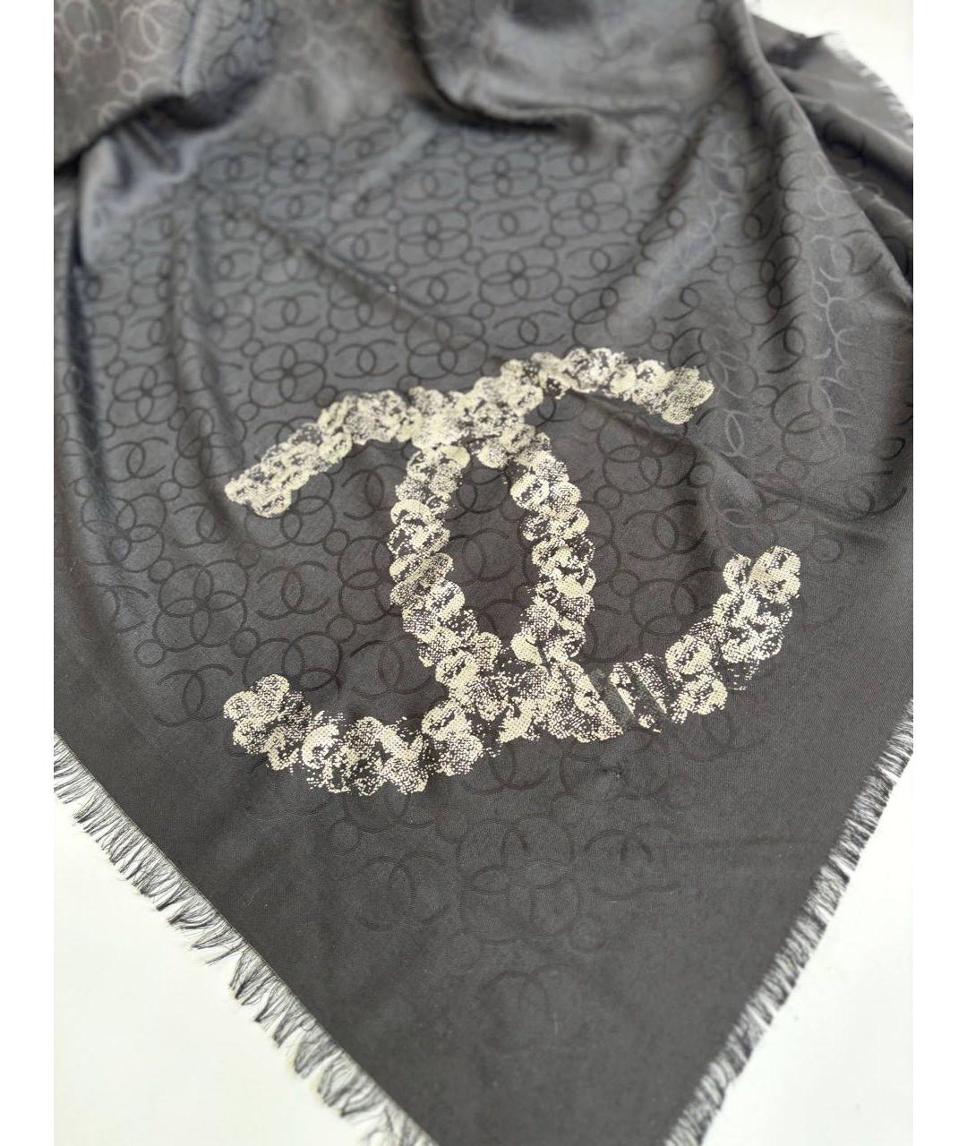 CHANEL Черный кашемировый платок, фото 7