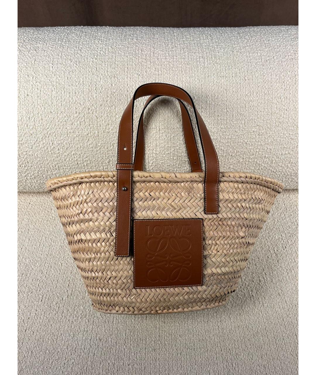 LOEWE Бежевая пелетеная сумка с короткими ручками, фото 9