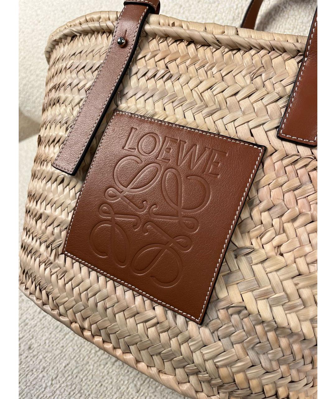 LOEWE Бежевая пелетеная сумка с короткими ручками, фото 7