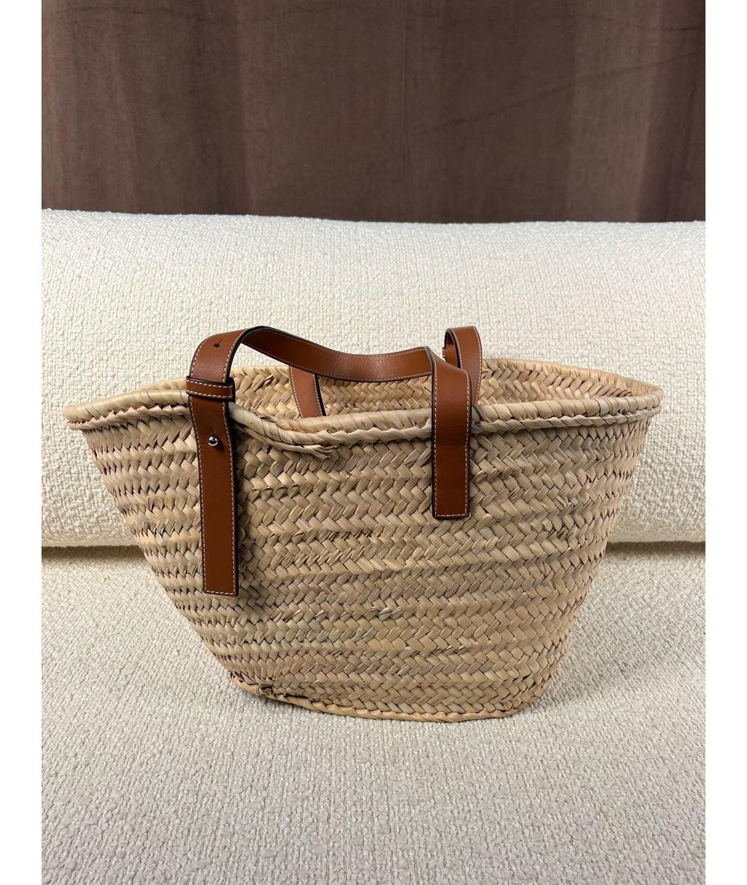 LOEWE Бежевая пелетеная сумка с короткими ручками, фото 4