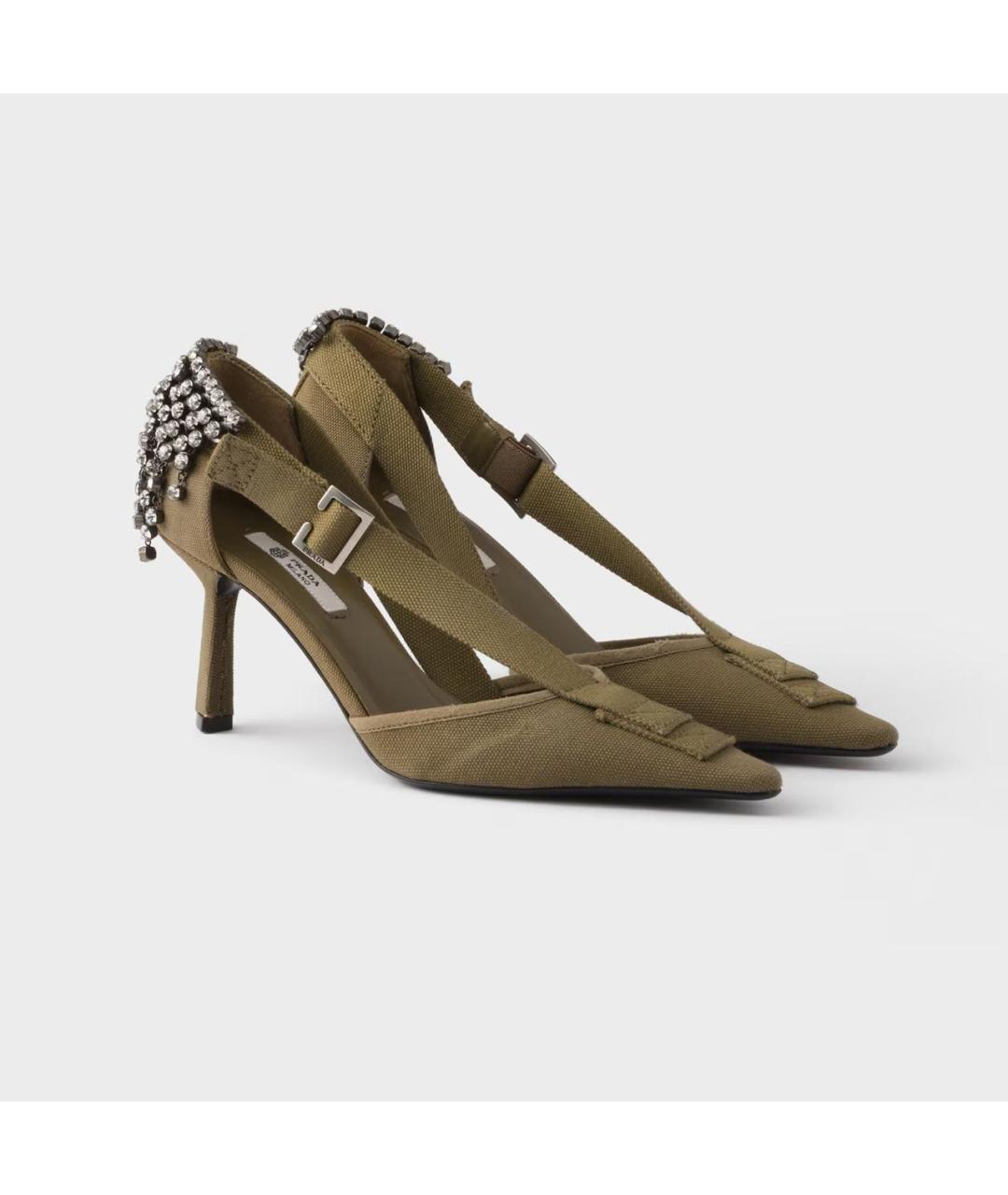 PRADA Хаки текстильные туфли, фото 2