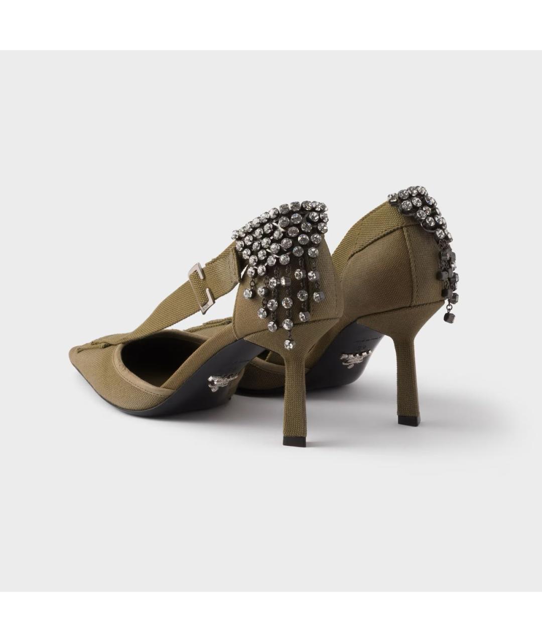 PRADA Хаки текстильные туфли, фото 4