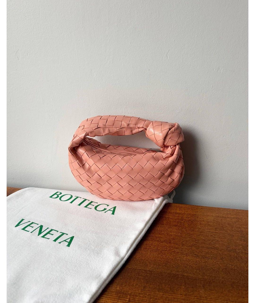 BOTTEGA VENETA Коралловая кожаная сумка с короткими ручками, фото 9