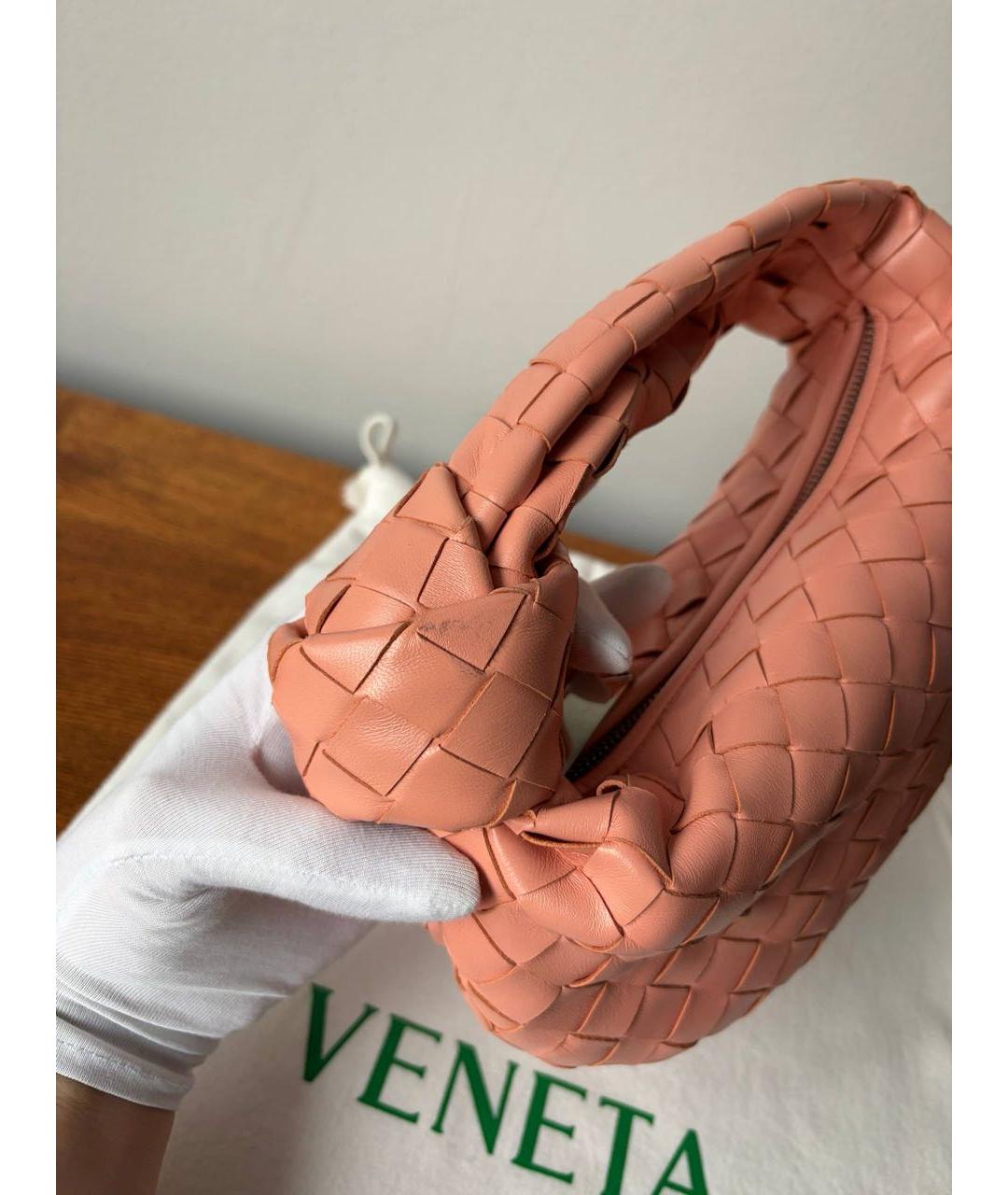 BOTTEGA VENETA Коралловая кожаная сумка с короткими ручками, фото 6