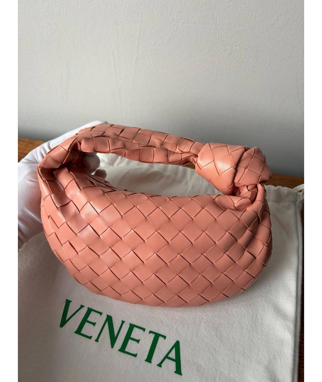 BOTTEGA VENETA Коралловая кожаная сумка с короткими ручками, фото 4