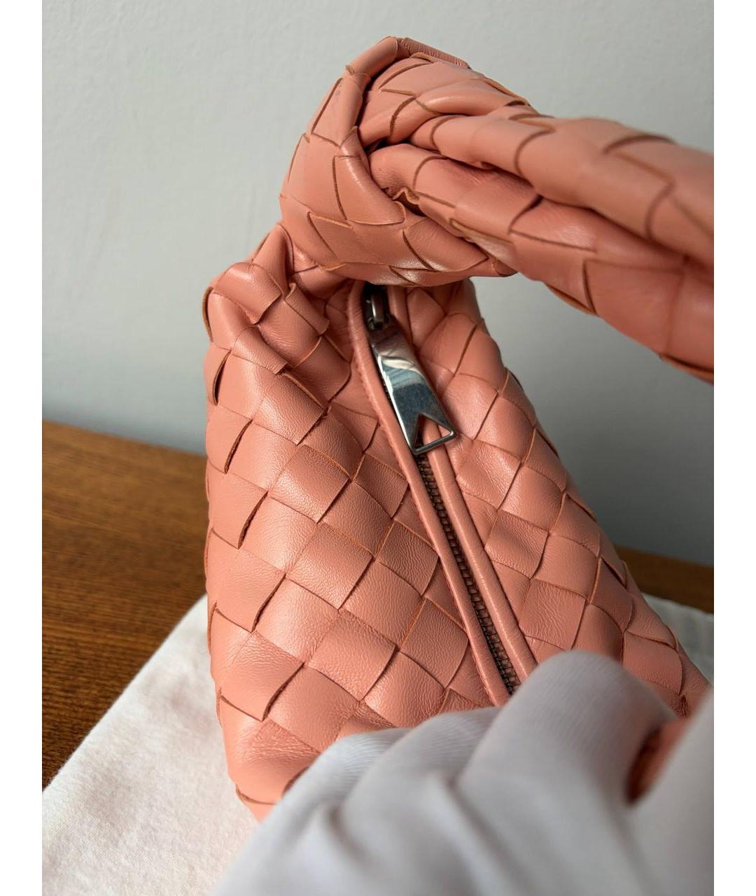 BOTTEGA VENETA Коралловая кожаная сумка с короткими ручками, фото 8