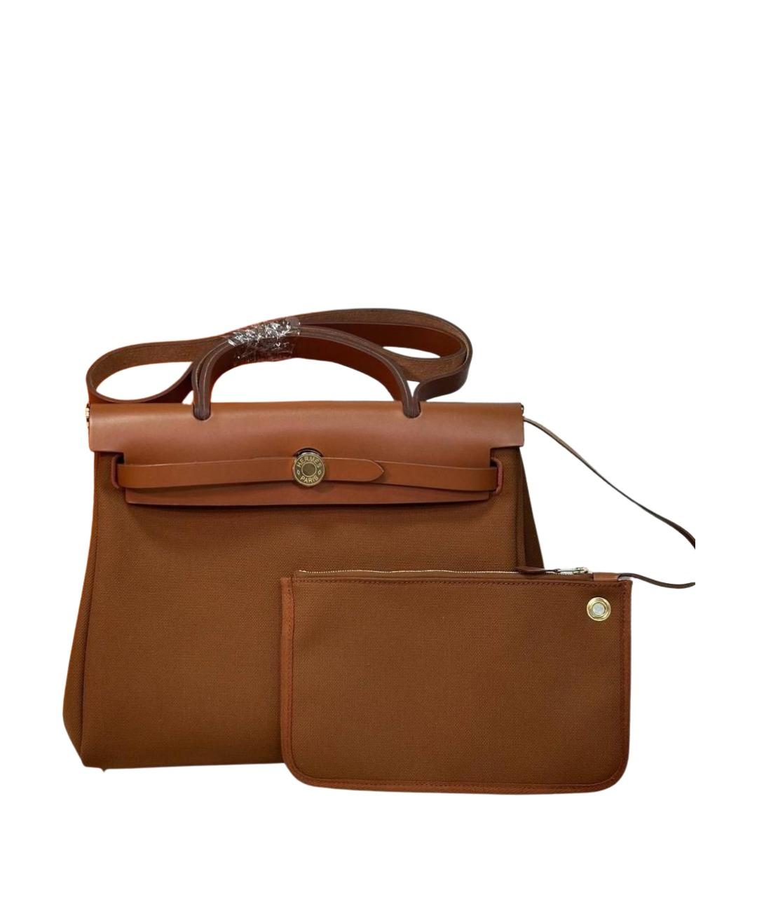 HERMES Коричневая тканевая сумка через плечо, фото 1