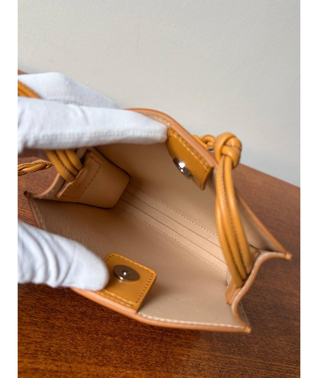 JIL SANDER Горчичная кожаная сумка через плечо, фото 5