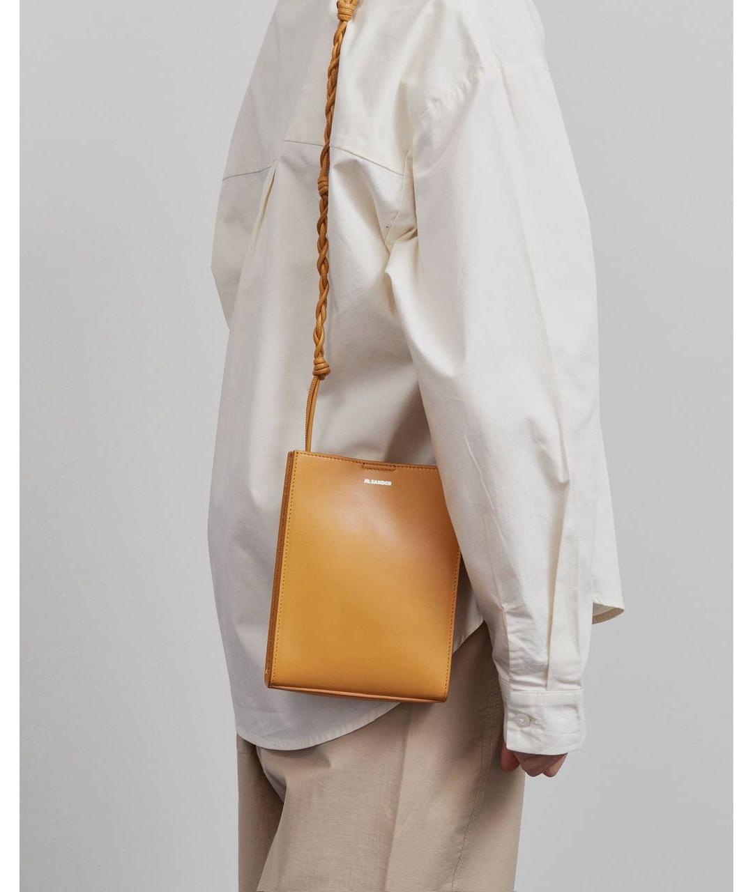 JIL SANDER Горчичная кожаная сумка через плечо, фото 2