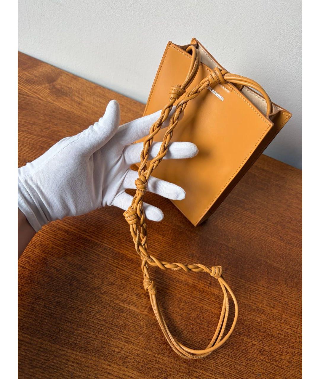 JIL SANDER Горчичная кожаная сумка через плечо, фото 7