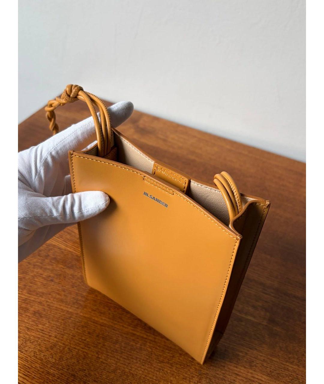 JIL SANDER Горчичная кожаная сумка через плечо, фото 4