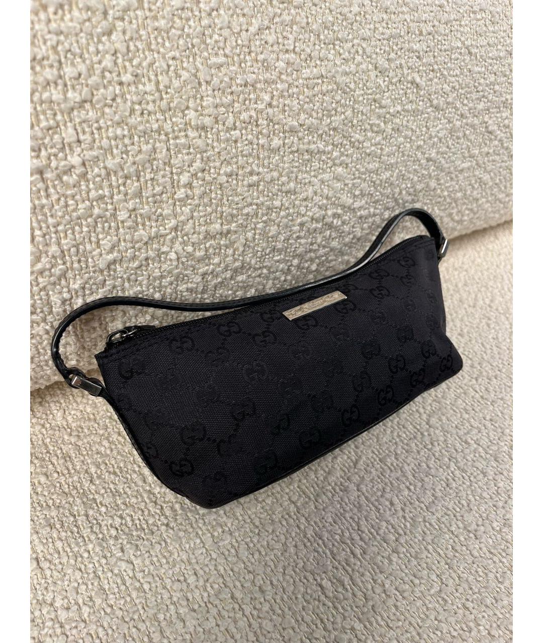 GUCCI Черная тканевая сумка с короткими ручками, фото 2