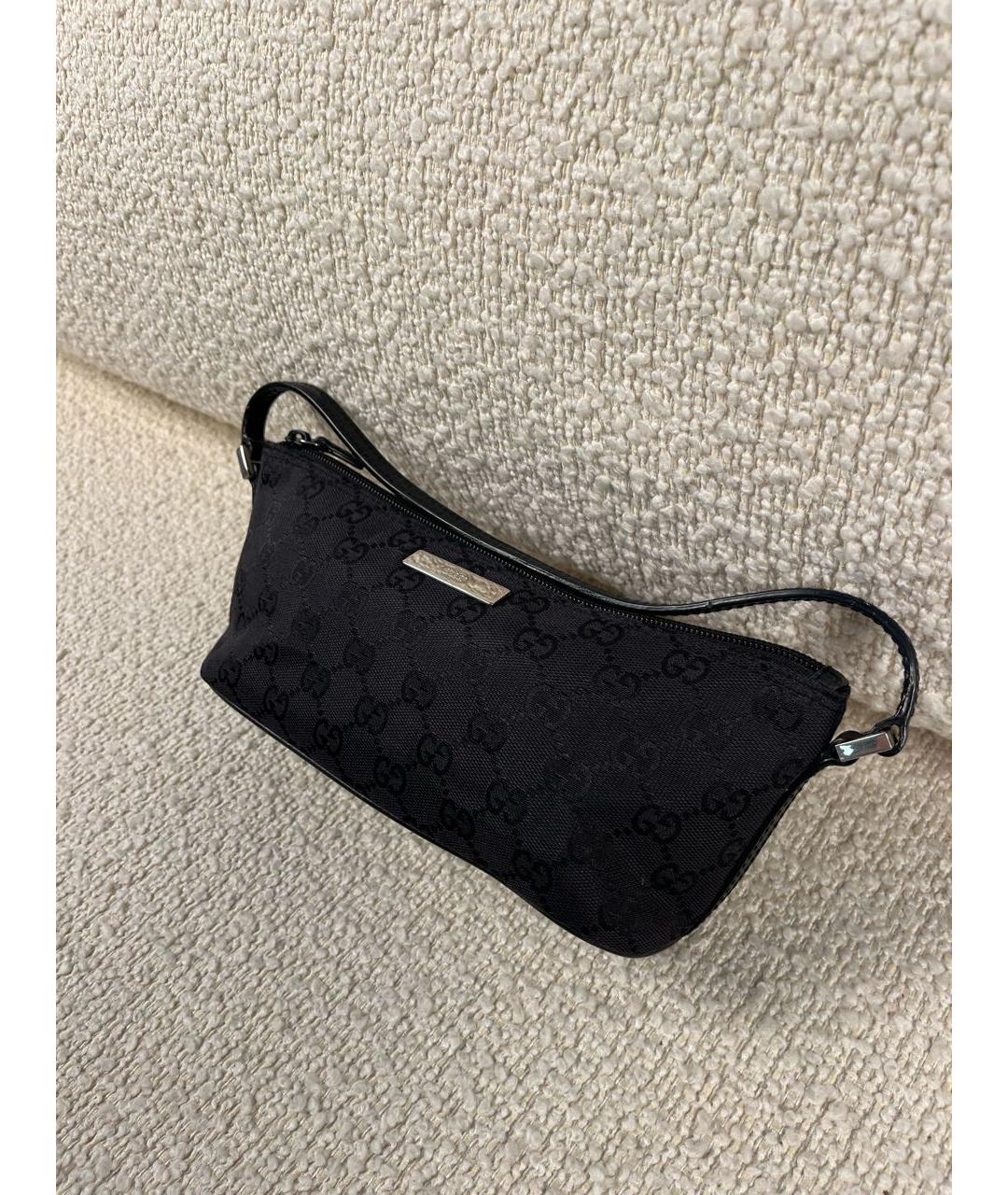 GUCCI Черная тканевая сумка с короткими ручками, фото 5