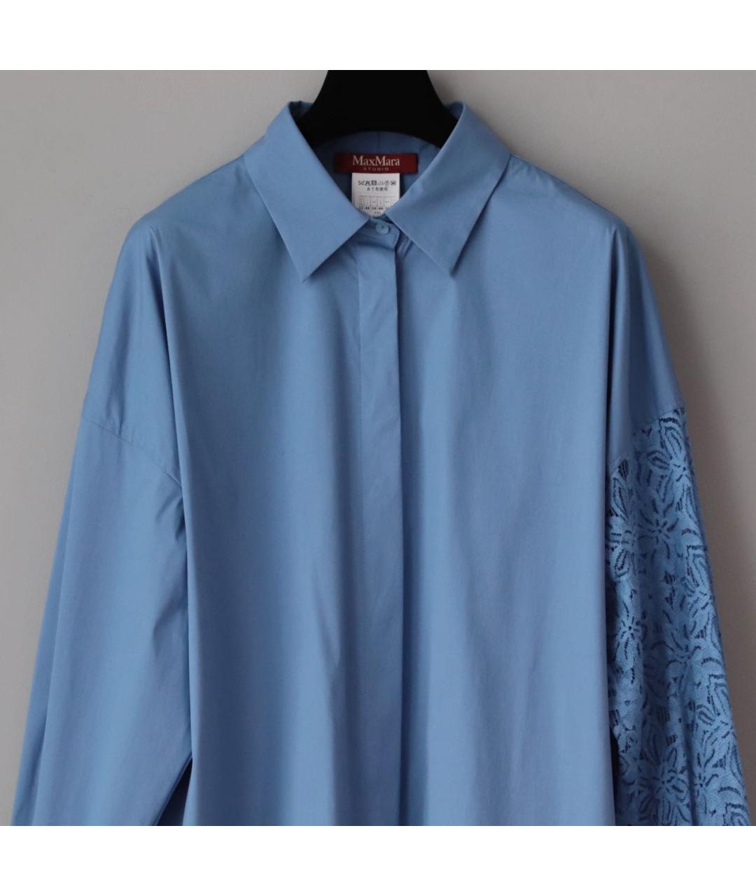 MAX MARA STUDIO Голубая хлопковая рубашка, фото 5