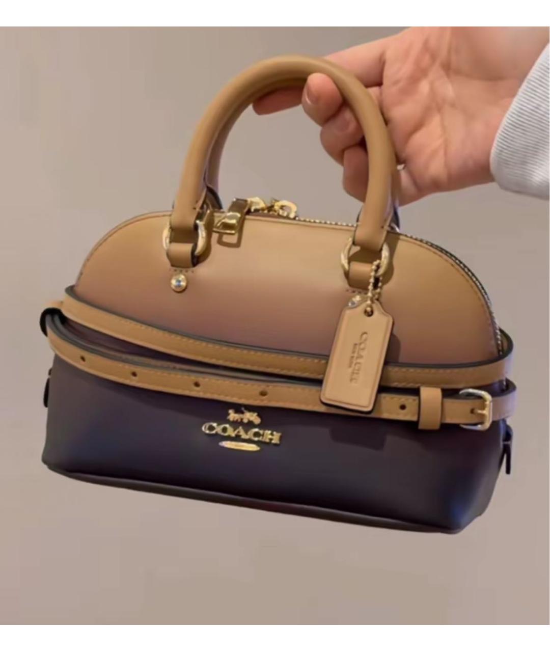 COACH Коричневая кожаная сумка через плечо, фото 7