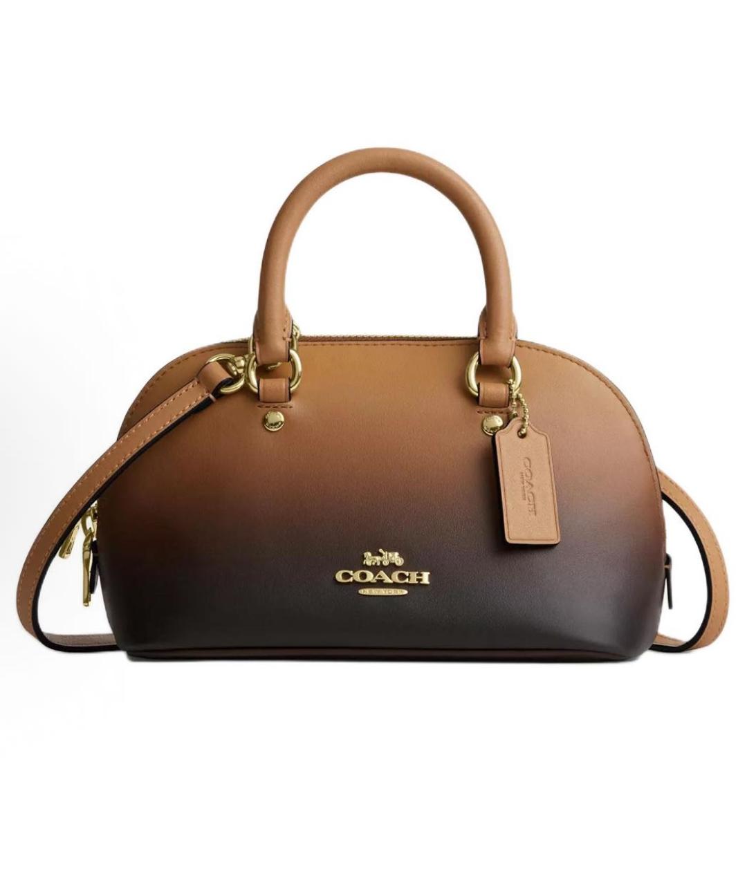 COACH Коричневая кожаная сумка через плечо, фото 9